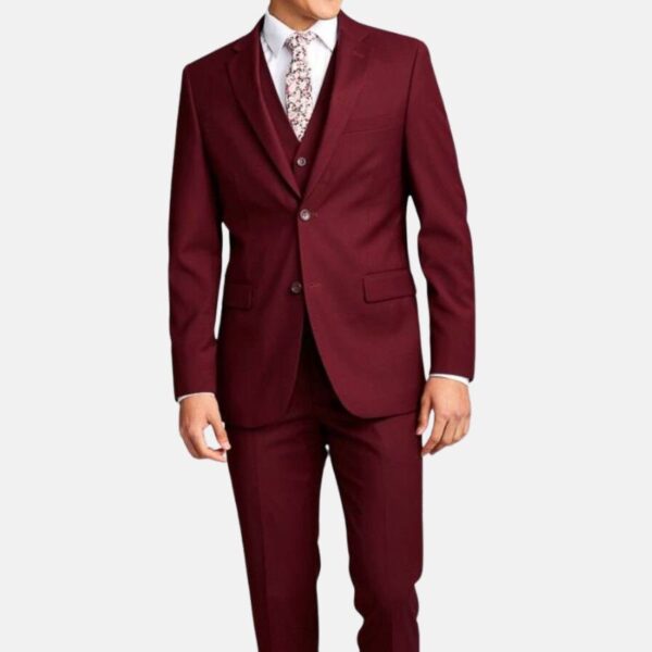 Berlin 3 Piece Wedding Mens Maroon Suit