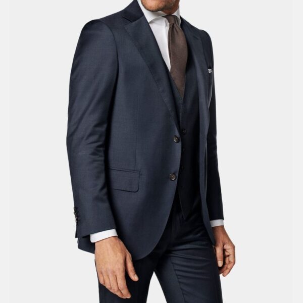 Classic Navy Blue Mens Three Piece Suit - Image 7