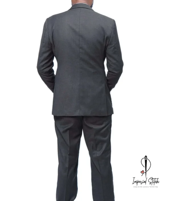 Slim Fit Designer Two Piece Dark Grey Color Men's Suit For Wedding - Image 5
