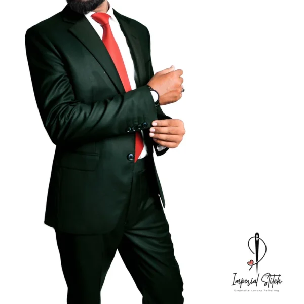 Slim Fit Designer Two Piece Green Men's Suit For Wedding