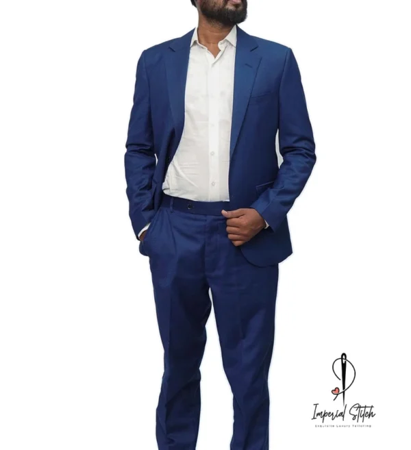 Slim Fit Designer Two Piece Blue Men Suit For Wedding