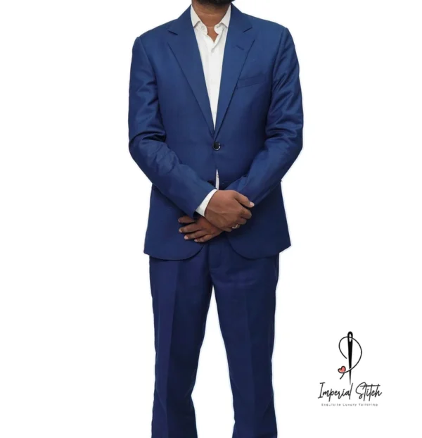 Slim Fit Designer Two Piece Blue Men Suit For Wedding - Image 2