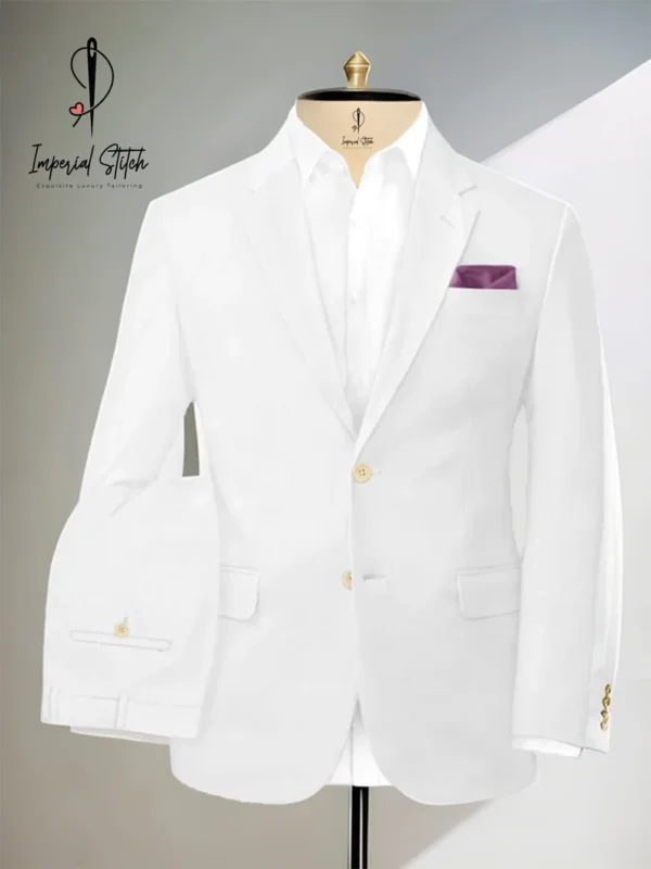 Men Custom Suit Premium White Color Three Piece - Image 2