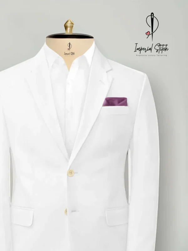 Men Custom Suit Premium White Color Three Piece - Image 3
