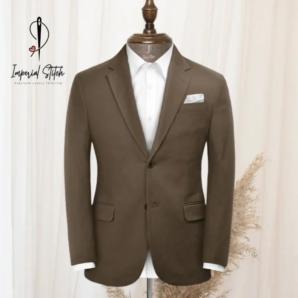 Stretch Summer Brown Chino Suit Men's Traditional Three Piece