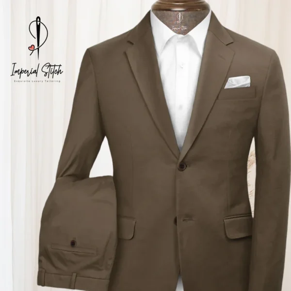 Stretch Summer Brown Chino Suit Men's Traditional Three Piece - Image 4