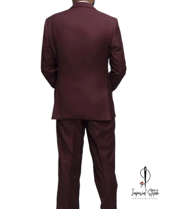 Slim Fit Designer Two Piece Burgundy Men's Suit For Wedding - Image 3