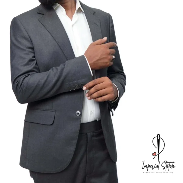 Slim Fit Designer Two Piece Dark Grey Color Men's Suit For Wedding