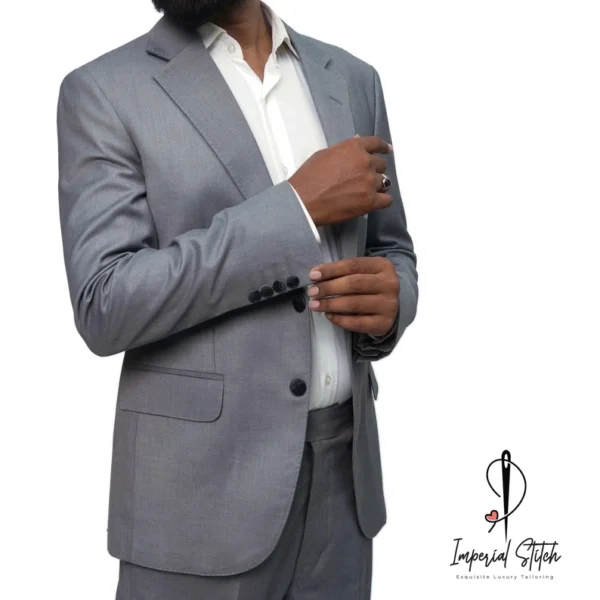 Slim Fit Designer Two Piece Grey Color Men's Suit For Wedding