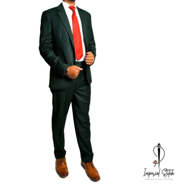 Slim Fit Designer Two Piece Green Men's Suit For Wedding - Image 5