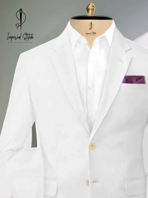 Men Custom Suit Premium White Color Three Piece - Image 4