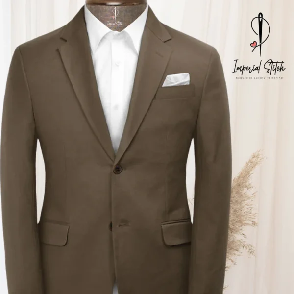 Stretch Summer Brown Chino Suit Men's Traditional Three Piece - Image 2