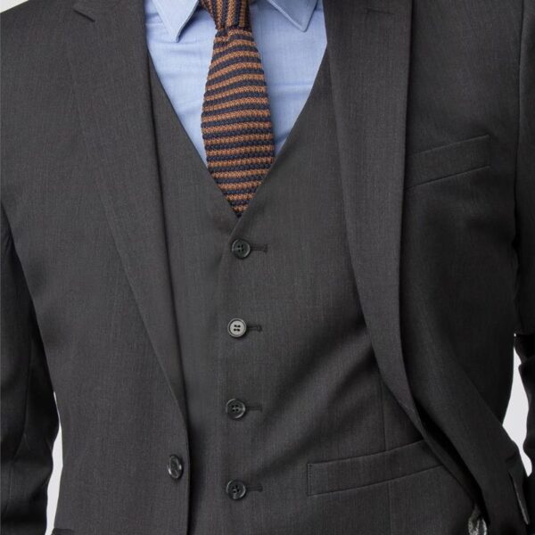 Charcoal Grey Tailored Fit Mens Three Piece Suit - Image 6