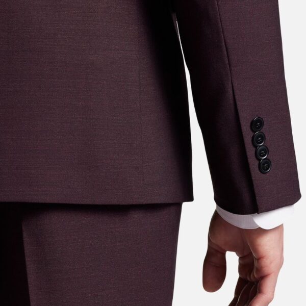 Slim Fit 3 Piece Burgundy Suit Mens - Image 3