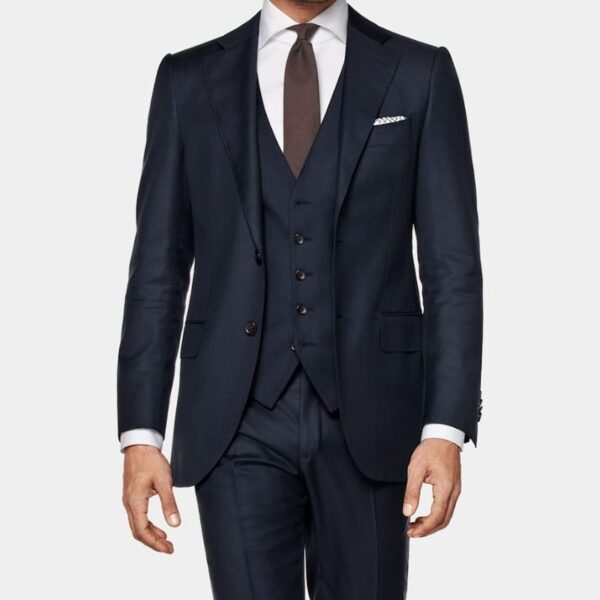 Classic Navy Blue Mens Three Piece Suit