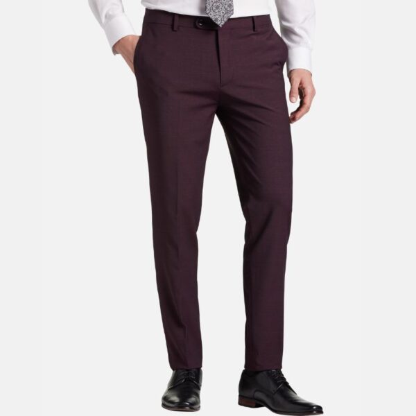 Slim Fit 3 Piece Burgundy Suit Mens - Image 5