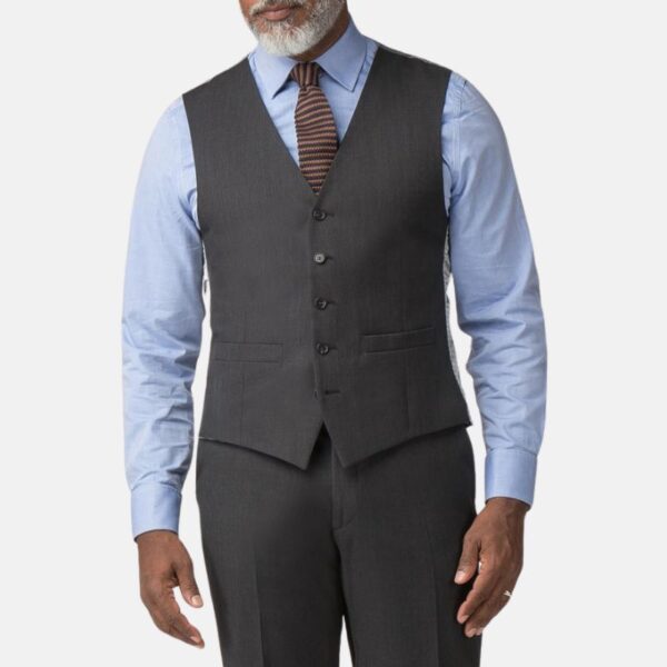 Charcoal Grey Tailored Fit Mens Three Piece Suit - Image 2