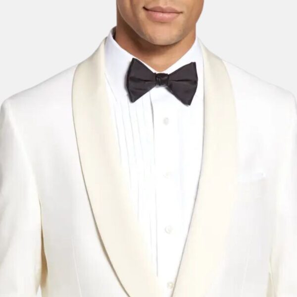 White Shawl Lapel Tuxedo Mens 2 Piece Suit - Image 2